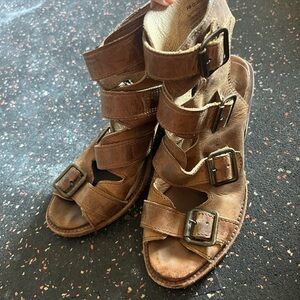 Freebird Brown Strappy Sandals with Buckles